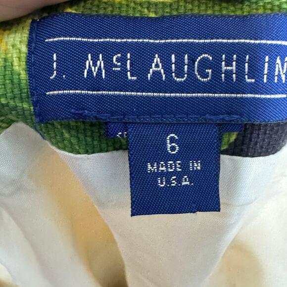 J. McLaughlin Size 6 Pencil Skirt Yellow Floral Green Leaf Black White Check - Picture 4 of 5